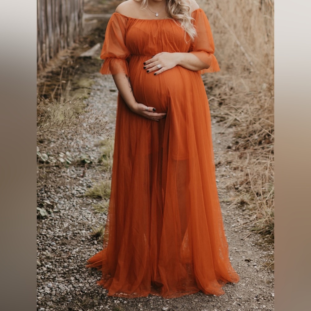 Burnt orange tulle dress